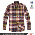 2016 Popular fashion style Men Yellow plaid casual shirts with long sleeve